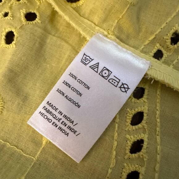 Maeve Anthropologie yellow eyelet lace open front cardigan - Picture 7 of 11